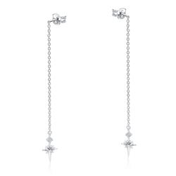 Shining Designed CZ Stone With Chain Drop Earring Stud STS-5541